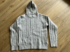 Nádherný šedivý svetr s kapucí - vel. 152 - 11-12 let