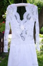 Svatební šaty bílé z francouzské krajky - 1