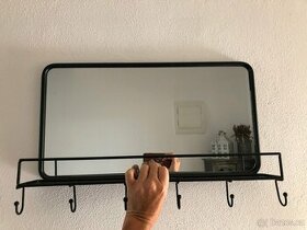 nástěnné zrcadlo s háčky industriál - 1