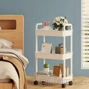 Pojízdný třípolicový regál (ecru)