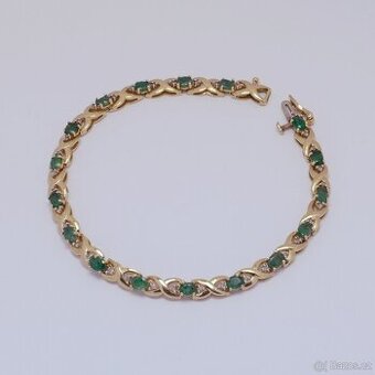 Zlatý náramek se smaragdy a diamanty