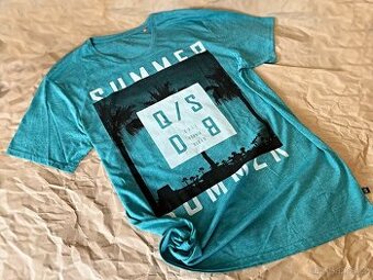 Q/S by S.Oliver Pánské Tričko s potiskem zelinkavé vel. XL