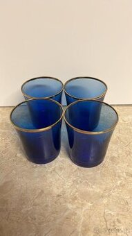 Skleničky modré se zlatým pruhem 4ks