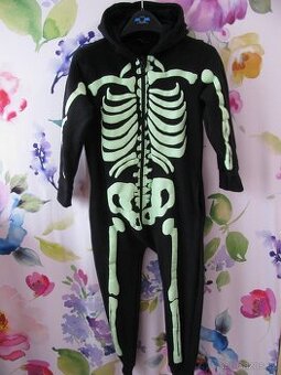 Bavlněný spací overal s kapucí-Kostlivec vel.128