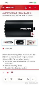 HILTI-JÁDROVÁ VRTACÍ KORUNKA SP-H