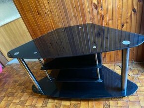Černý skleněný stolek pod televizi - 1