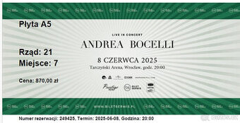 Lístky na koncert Andrea Bocelli