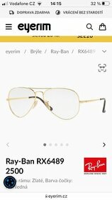 Ray Ben dioptrické zlatý kov 490,-