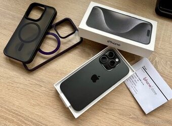 Apple iPhone 15 Pro 128gb černý titan-komplet,záruka,2xkryt