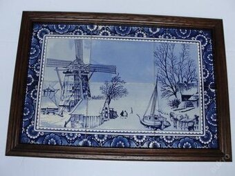 Obrázek, obraz - porcelán -Holandsko, větrný mlýn