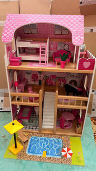 Dřevěný domeček pro panenky 90x60x30cm