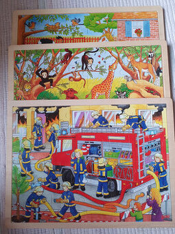 3x Goki dřevěné puzzle - 48 dílů - cena za komplet