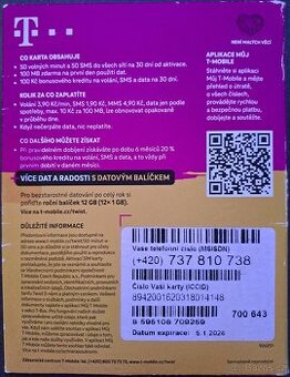SIM karta s číslem 737 810 738 - 1