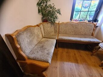 Rustikální dubová jídelní lavice + 2 židle