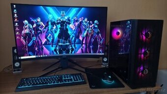 Herní PC s 32" monitorem. I3 12100f/16DDR4/1660S/ win11 pro