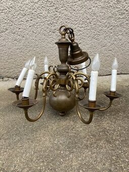 Luxusní masivní mosazný lustr – 6 ramen, Ø 70cm