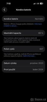 iPhone 15pro 128GB, baterie 89%, 11 500 kč