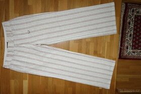 Dámské bílé letní kalhoty  s proužkem vel.38 - 1