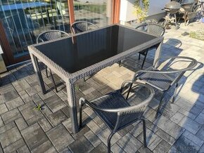 Rezervace - Zahradní nábytek, ratanový stůl + židle
