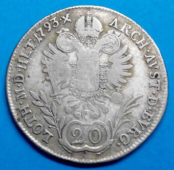 Stříbrná mince r. 1793 František II.