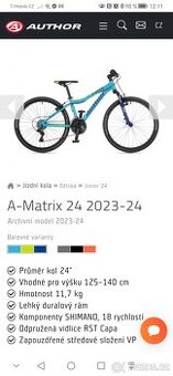 Dětské kolo Author Matrix 24 "