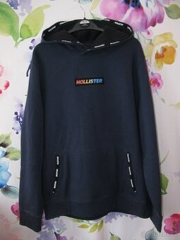 Pánská bavlněná modrá mikina s kapucí HOLLISTER