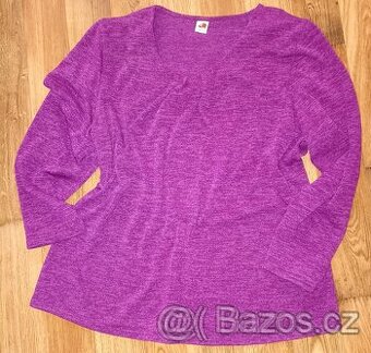 PĚKNÁ FIALOVÁ HALENKA S DLOUHÝM RUKÁVEM - VEL.4XL=