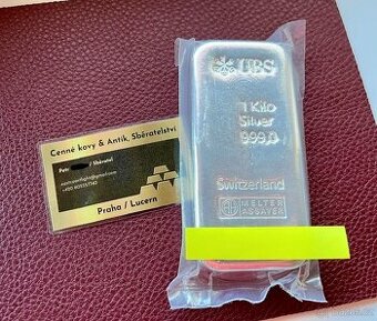 🪙 Investiční stříbrný slitek 1kg, UBS SWISS Bank