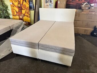 Nová postel-letiště Boxspring 160x200 krémovo-bílá - 1