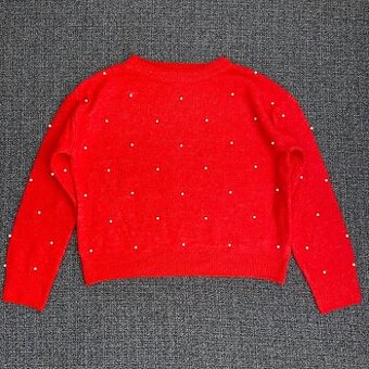 Dámský červený vánoční svetr H&M vel. XS/34-36