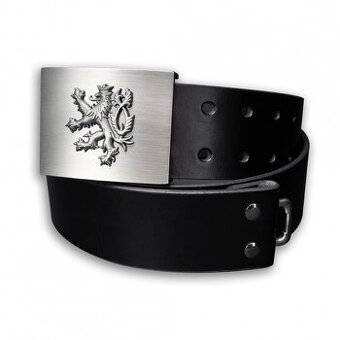 Opasek kožený Český lev 4,5 cm - černý