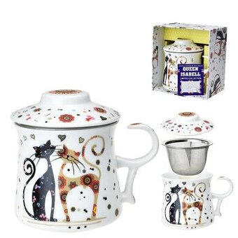 Hrnek se sítkem a víčkem 380 ml "Cats in love"