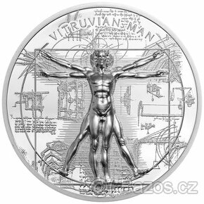 Vitruviánský muž stříbrná mince 1 oz proof jen 999 kusů
