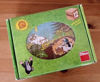 Dřevěné kostky 12 ks - Krteček a přátelé - skvělý stav