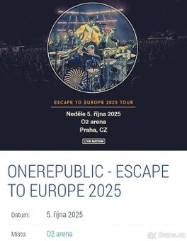 One Republic Praha 5.10.2025 od 20.00