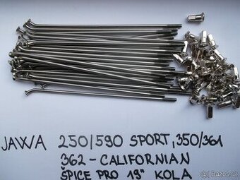 Výplety nové, nerez, české, Jawa Sport 250/590, 361 pro 19"