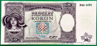 Bankovka 50 Korun, Oblast Morava, UNC, Franck Medina , 2020