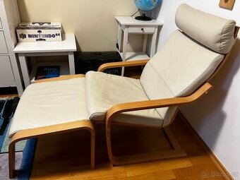 Relaxační, kožené křeslo s podnožkou v super stavu - 1