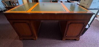 Kancelářský stůl se šuplíky - masiv, kožená deska