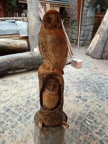 Dřevěná socha - sovičky