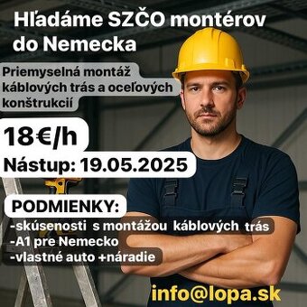 ✅Hľadáme SZČO montérov na káblové trasy ✅