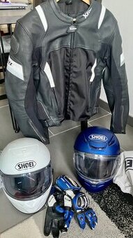 Moto vybavení, bunda, helmy, rukavice, boty