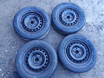 Ocelová kola 6x15 et43 5x112+zimní pneu 195/65/15 hankook
