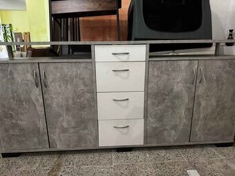 Kvalitní veliká komoda se šuplíky v dekor Beton 209X98X38