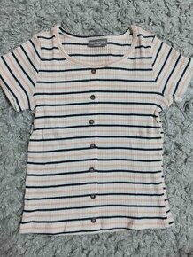 Dívčí žebrové tričko s krátkým rukávem- vel.146/152