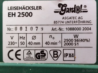 Elektrická BEZHLUKOVÁ řezačka  drtič štěpkovač