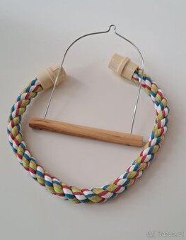 Houpačka pro papoušky (barevné lano + bidýlko)