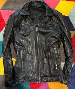 ANGELO LITRICO KOŽÁRNA-100% LEATHER BLACK PÁNSKÁ BUNDA XXL