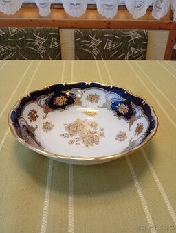 Miska kobalt,zlacena. Vyrobce Stará Role