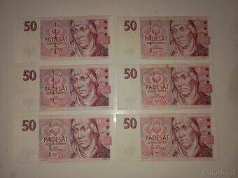 BANKOVKY 50 KČ 1997, SÉRIE D,E, PĚKNÉ STAVY